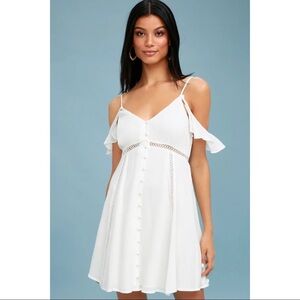 Lulus Off White Button Down Dress Cold Shoulder